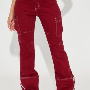 Stylish Red Flare Pants